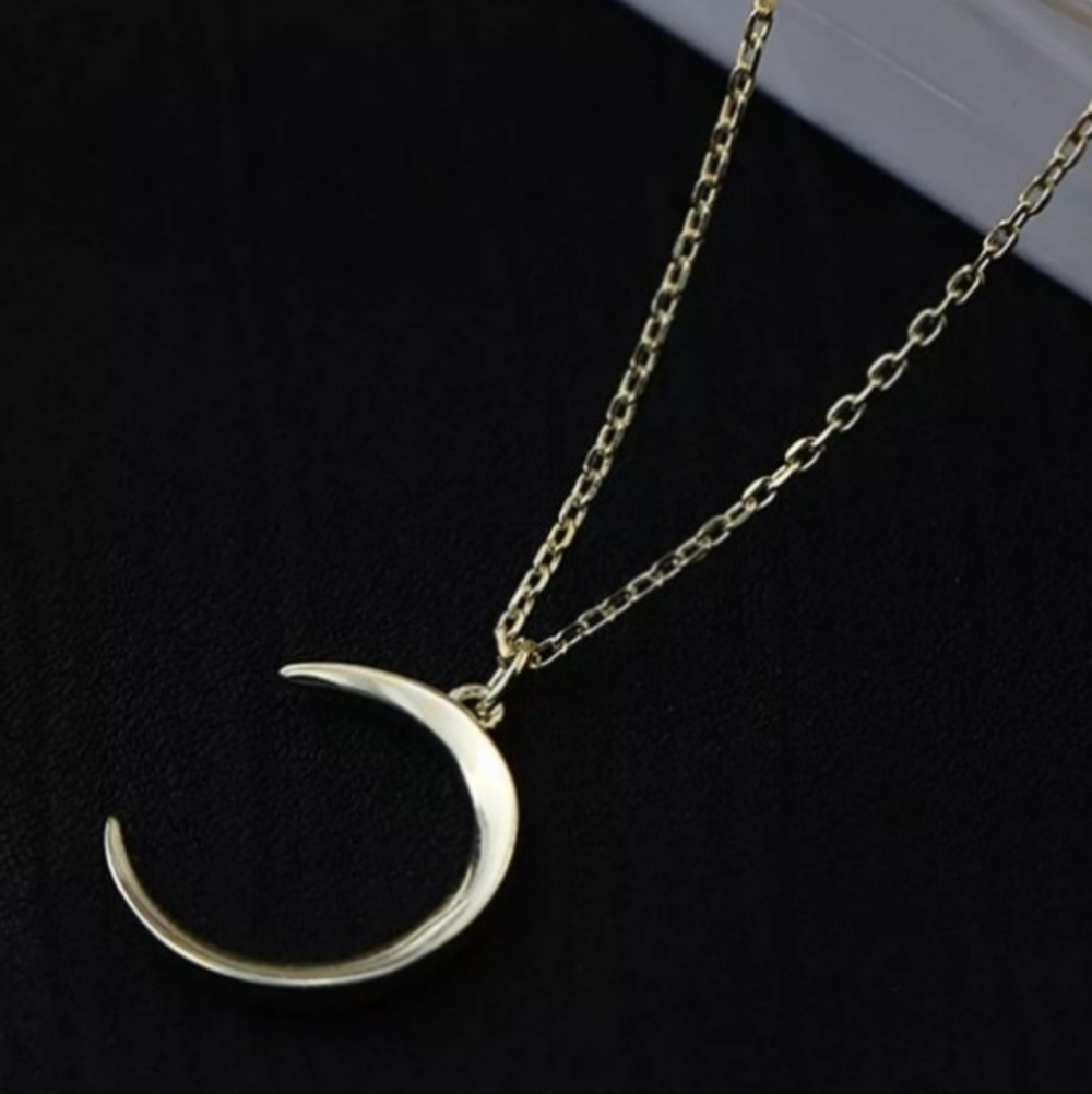 Elegant Silver Color Crescent Moon Necklace
